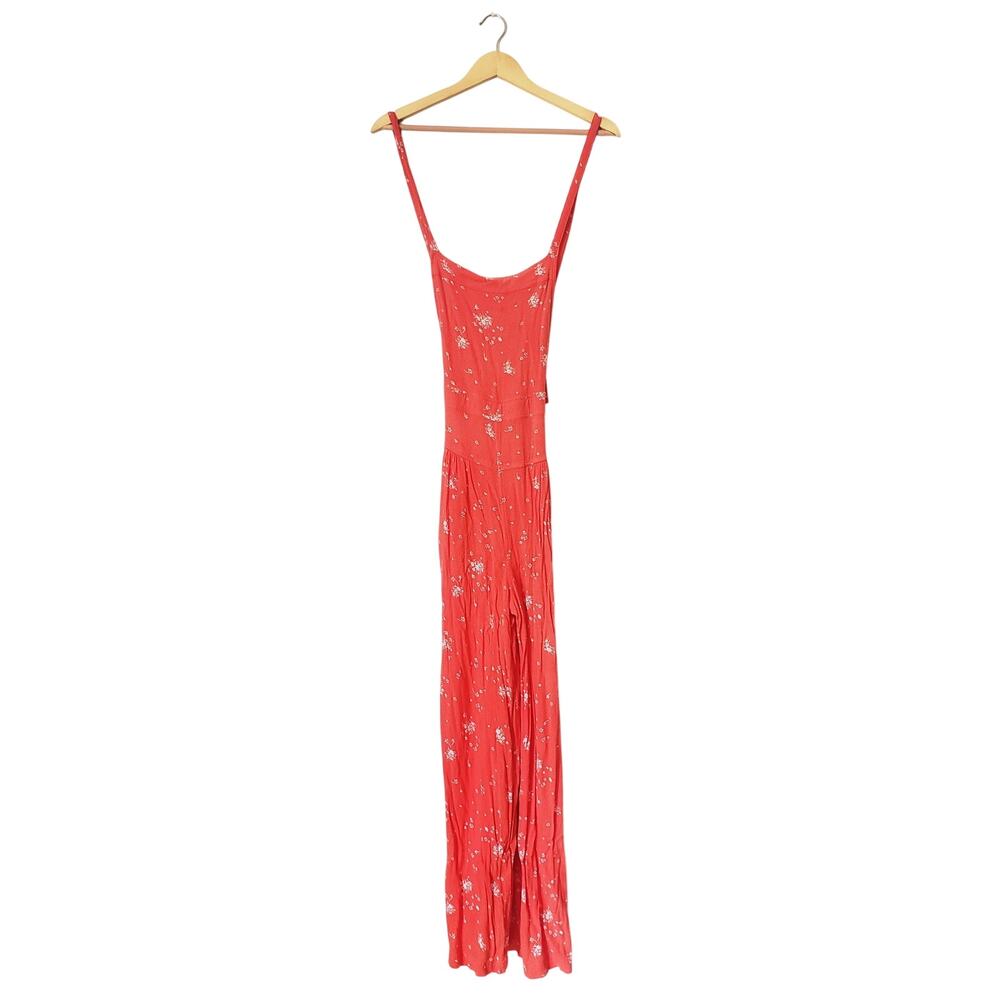 Free People Sweet in the Streets Floral Wide Leg Jumpsuit Orange Size M